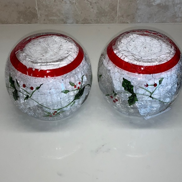 Pfaltzgraff Winterberry Large Votive Candle Holders Set of 2 Glass Flower Vase - Picture 3 of 5